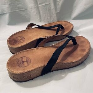 Timberland Women’s Thong Sandals Black Leather Size 8